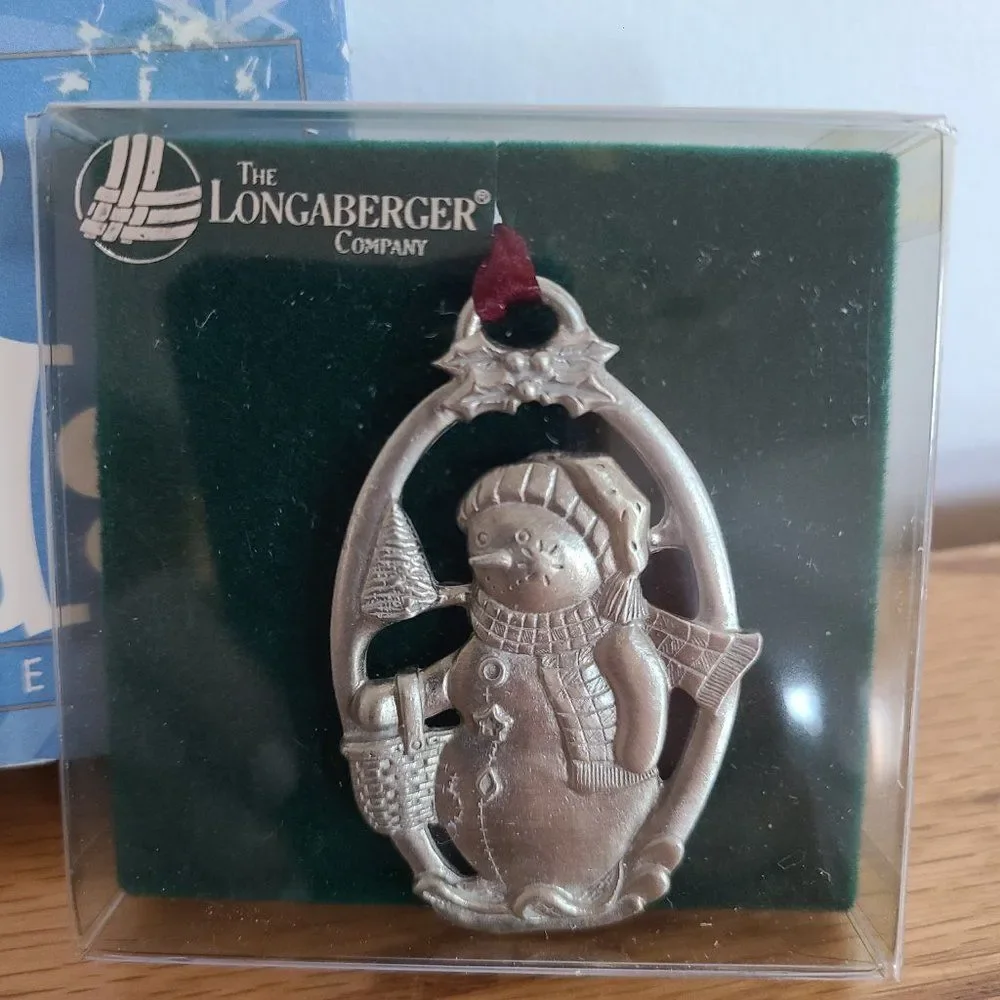 Longaberger Snow Friends Pewter Ornaments #72800 Snowball and Flurry 1999 NIB